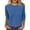Blue, variant on Summer 2025 Cheap 3/4 Length Sleeve Womens Tops Crew Neck Pullover Tshirt Pleated Blouse Shirt Basic Solid Color Tees Summer Top