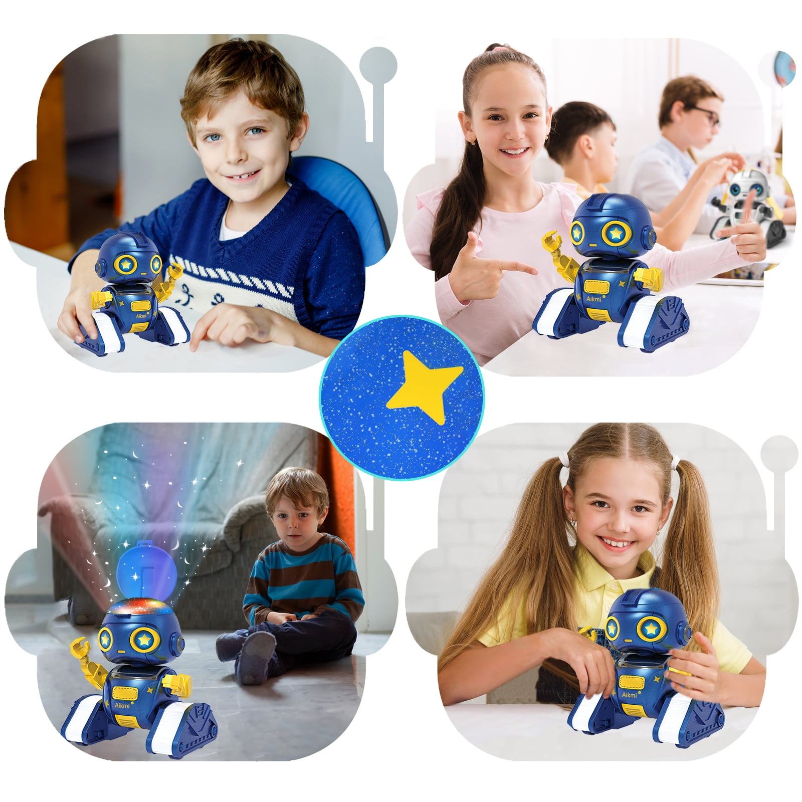 Aikmi Robot Toys for Kids 5-8, Rechargeable Remote Control Robot with Projector Night Light for Kids, Gesture Sensor, Music, Toys for 6 Year Old Boys Girls Birthday Present Christmas Gifts Boys Toys