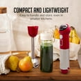 thumbnail image 4 of OVENTE Cordless Immersion Hand Blender, 300W Rechargeable Handheld Portable Stick Mixer with Speed Pulse Activating Sensor and Stainless Steel Blades for Smoothies, Shakes or Baby Food, Red HR995R, 4 of 6