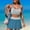 Blue, variant on QUNYINEY Womens Tankini Athletic Striped 2 Piece Tummy Control Bathing Suit With Skirt Modest Crew Neck Swimsuit For Women
