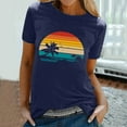thumbnail image 2 of WREESH Womens Fashion T-Shirts Spring Summer Adult Short Sleeve Round Neck Printing Casual Blouse T-Shirt Tops Shirt Pullover Navy, 2 of 5