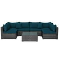 thumbnail image 5 of Gymax Set of 7 Rattan Furniture Set Sectional Sofa Cushioned Patio Peacock Blue, 5 of 5