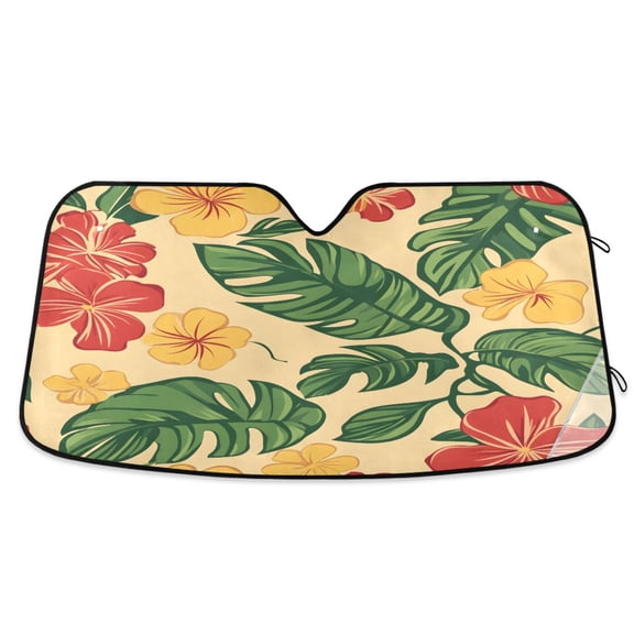 ALAZA Tropical Flower Windshield Sun Shade Car Foldable Sun Visor Block UV Rays Protector 55"x27.6"
