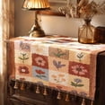 thumbnail image 6 of Feledorashia Table Runner, Floral Table Runner, Vintage Patchwork Linen Table Runner with Multicolor Tassels for Dining Room Sideboard Decor, Thick High-Density Woven Fabric with Matte Texture, 6 of 7