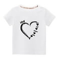thumbnail image 1 of Penkiiy Haut à Manches Courtes Imprimé Cœur pour Enfants Garçons Filles, Col Rond, Couleur Unie, 7-8 Ans, Blanc, 1 of 4