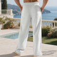 thumbnail image 4 of Havenx Men's Baggy Sweatpants Straight Wide Leg Drawstring Sweat Pants with Pockets Elastic Waist Open Bottom Sweatpants Loose Fit Soft Fall Winter Comfy Workout Streetwear,White L, 4 of 8