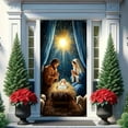 thumbnail image 5 of Christmas Door Cover Decorationes Jesus Nativity Scene Christmas Fabric Door Decoration Hanging Front Door Banner Party Backdrop Photo Background Winter Holiday New Year Xmas Home Party Decor, 5 of 9