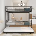 thumbnail image 2 of BTMWAY Twin Over Twin Bunk Bed with Trundle, Metal Bunk Beds Frame with 2 Side Ladders, Convertible Bunk Bed with Safety Guard Rails, No Box Spring Needed, Black, 2 of 11