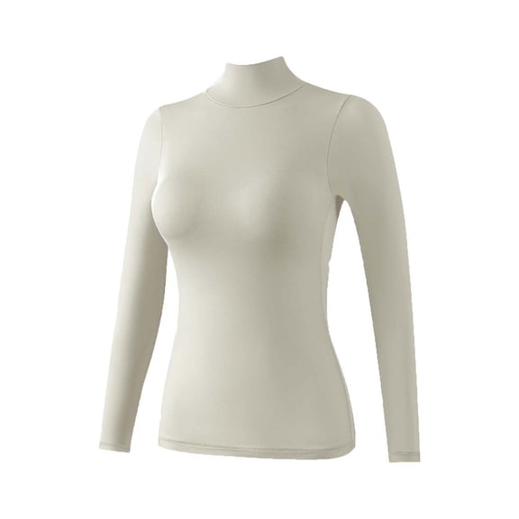KIHOUT Women's Mock Neck Thermal Long Sleeve Shirt Slim Fit Solid Base Layer Top for Women Fall Winter Cold Weather Under Clothes Layering Wear