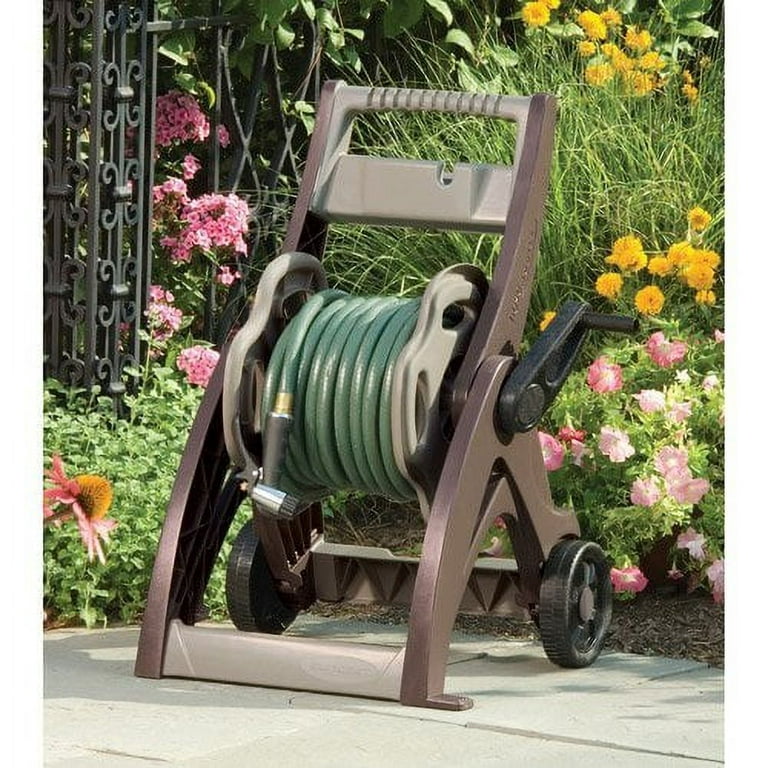 Portable Hose Pipe Reel，Hose Reel Cart with Wheels Hose Caddy with Large  Easy to Grip Crank for Garden, Lawn, and Patio, Slide Hose Guide System  (Size