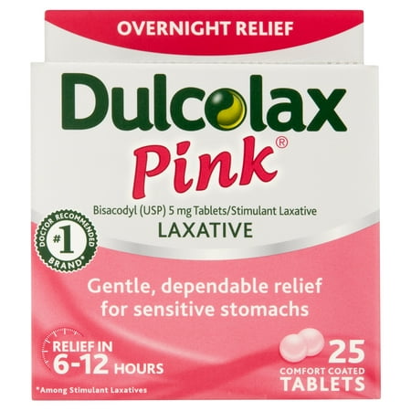 Dulcolax Pink Laxative Tablets, 25ct (Best Laxative For Sensitive Stomach)