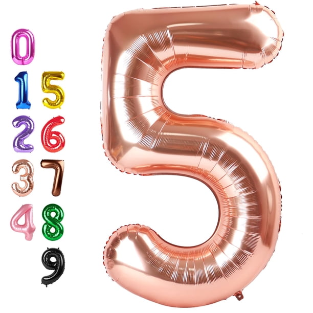 Números de globos en oro rosa de 40 pulgadas para decoración de fiesta de cumpleaños