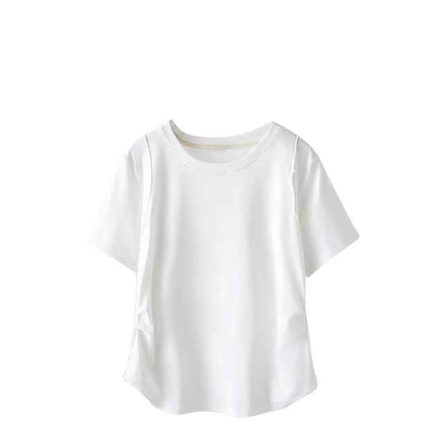 Yuyuzo Womens Plus Size Tops Short Sleeve Crew Neck Basic Shirts Side Ruched Dressy Casual Blouses