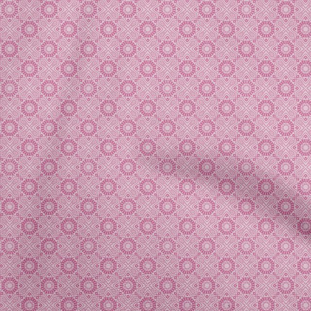 oneOone Rayon Pink Fabric Asian Tile Sewing Material Print Fabric By The Yard 56 Inch Wide
