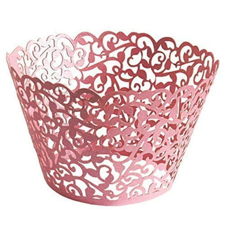 

Trimming Shop Pink Cupcake Wrapper Paper Muffin Holder Cups Cake Paper Cups Lace Cut Liner Baking Cup Mini Cake Liners for Birthdays Weddings Special Events 25pcs