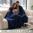 thumbnail image 3 of PAVILIA Soft Lightweight Twin Fleece Blanket for Couch Bed, Navy, 60x80, 3 of 8