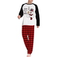 thumbnail image 2 of Family Matching Christmas Pajamas, Cartoon Snowman Letter Print Long-Sleeved Tops + Plaid Pattern Trousers Sleepwear, 2 of 6