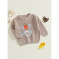 thumbnail image 3 of aturustex Toddler Girls Easter Cozy Sweaters 0 3M 6M 9M 12M 18M 2T 3T Infant Fashion Carrot Letter Pattern Knitted Sweatshirts Long Sleeve Cable Knitwn Loose Casual Daily Spring Fall Clothes, 3 of 7