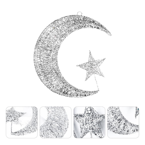 VERDANVERSE 1Pack Hanging Decor Star Moon Iron Wire Yarn Sequins Home Decoration Christmas 20Cm