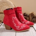 thumbnail image 6 of Xfvqtps Womens Ethnic Style Ankle Boots Western Cowboy Boots Embroidery Design Chunky Heel Pull on Boots for Winter Casual Outfit, 6 of 9