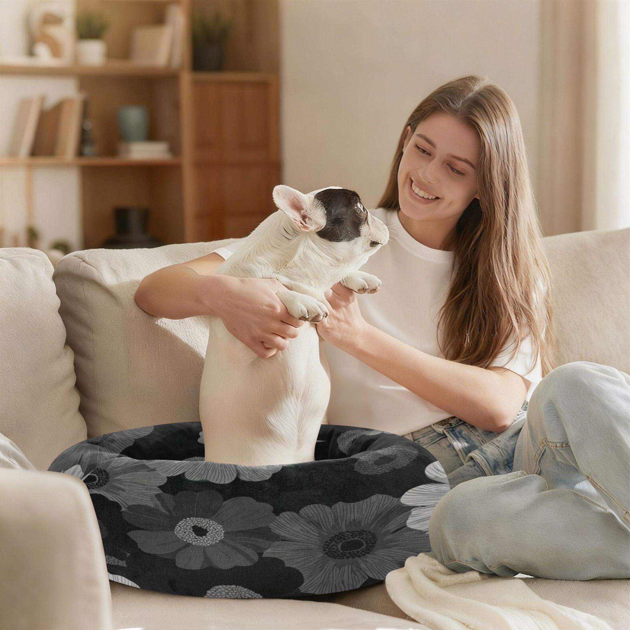 Iauyy Pet Couch Donut Cat Bed for Indoor Cats/Small Dogs Washable & Machine with Non-slip Bottom Calming Cat Furniture, Iconic Design (M)