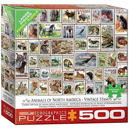EuroGraphics (EURHR Nord-Américaine Animaux Vintage Timbres 500Piece Puzzle 500Piece Puzzle