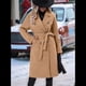 thumbnail image 5 of Gabardina de Lana Cruzada para Mujer, Abrigo de Invierno de Mezcla de Lana, Medio, Elegante. Caqui XXL, 5 of 8