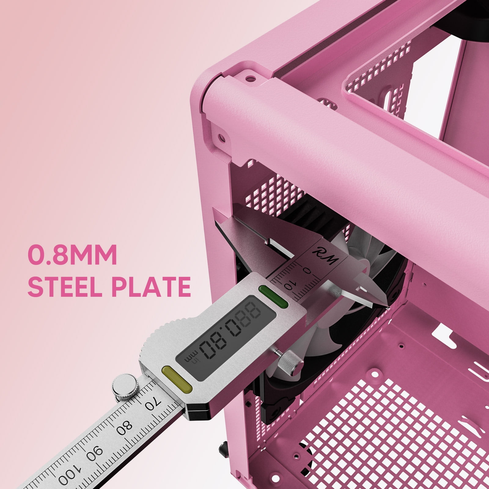 Vetroo M06 Micro-ATX/Mini-ITX Gaming PC Case, Compact High Airflow Mesh Mid Tower, Supports 5×120mm Fans & 240mm Liquid Cooling, GPU Up to 355mm, Adjustable PSU Mount, USB Type-C I/O - Pink