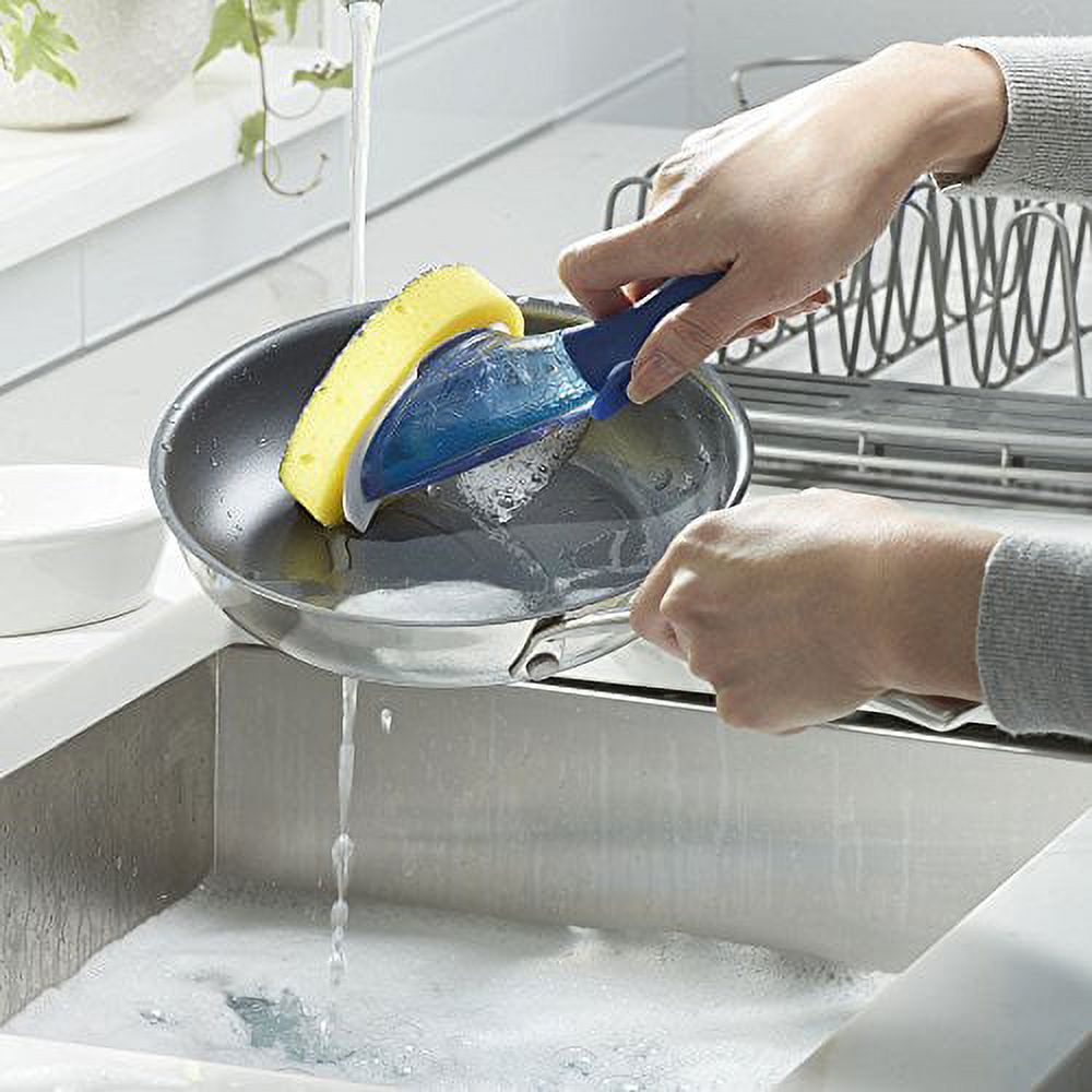 Dish Wand Sponge with Soap Dispenser for Efficient Kitchen Cleaning