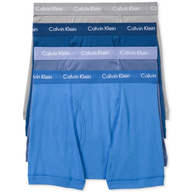 Calzoncillos tipo bóxer de algodón Calvin Klein para hombre, paquete de 4, azul, pequeño Calvin Klein Calzoncillos boxer