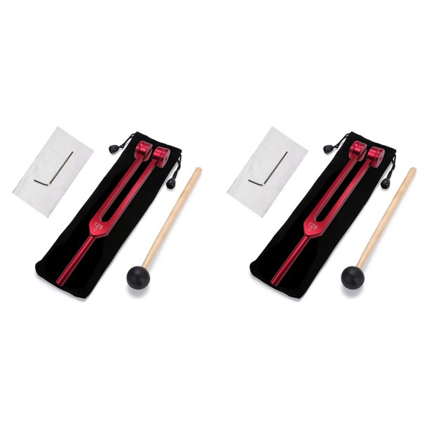 2X DipasóN de 128 Hz Diapasones Rojos Ponderados para CuracióN DiapasóN Deslizante SóNico de 128 Hz