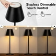thumbnail image 2 of Lámpara de mesa inalámbrica, lámpara de mesita de noche LED portátil, regulador táctil alimentado por batería, lámpara de escritorio recargable pequeña dorada, 2 of 5
