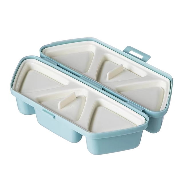 2 Pcs Triangular Rice Ball Mold 6 Grids Bento Box, Foldable Portable Lunch Container, High Temp Resistant Plastic for Onigiri Sushi Meal Prep, Travel Picnic Office