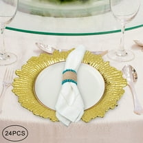 24pcs 12.6" Charger Plates Round Salad Reef Plastic Plate Mats Wedding Dinner Decor Gold