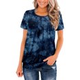 thumbnail image 1 of Blusa de cuello redondo fruncido a la moda para mujer, camisetas holgadas de manga corta con estampado, camiseta clásica de verano Pompotops  hkajfhjk464752, 1 of 8