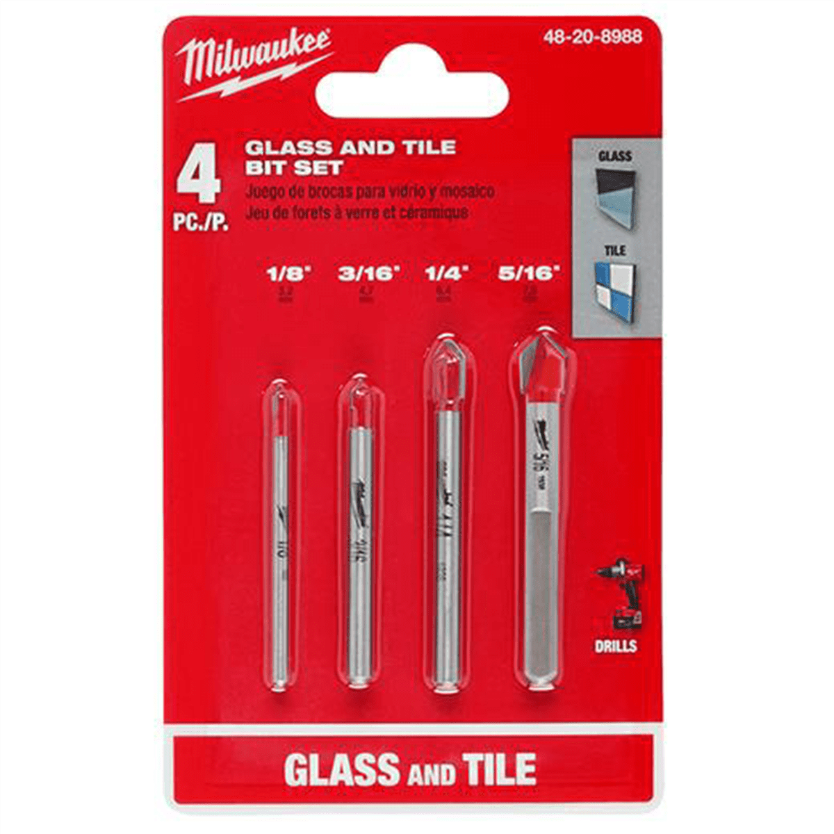 Milwaukee Tool 4pc. Glass and Tile Bit Set