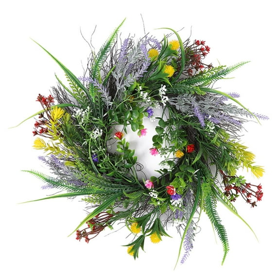 Decor Wreath,17.7" Texas Wildflower Wreath,Beautiful Artificial Spring and Summer Wreath Front Door or Home Decoration