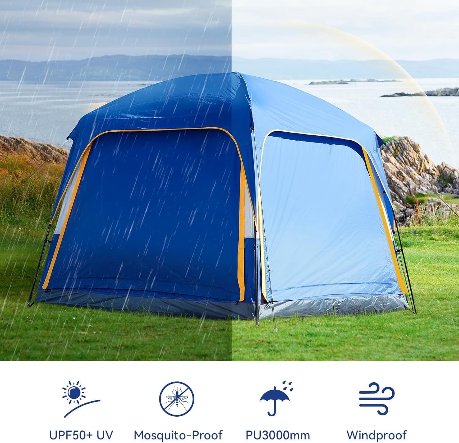 Bronkige 4/6/8 Person SUV Tent, Easy Setup & Spacious SUV Tailgate Tent with Large Mesh Windoors, Rainfly & Awning, Perfect for Family & Group Outdoor Adventures