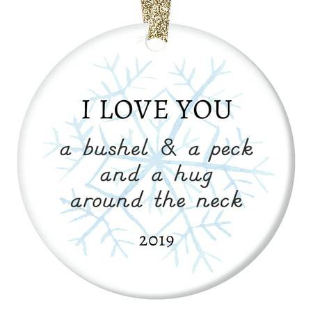 2019 Christmas Ornament Ceramic Parents to Son Daughter Mom Dad Love Hugs & Kisses Lovely Snowflake Special Child Adopted or Stepchildren Porcelain 3