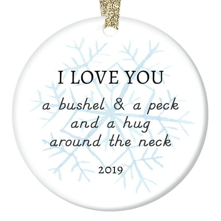 2019 Christmas Ornament Ceramic Parents to Son Daughter Mom Dad Love Hugs & Kisses Lovely Snowflake Special Child Adopted or Stepchildren Porcelain 3