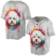 thumbnail image 3 of Watercolor Drip Bichon Frise Pop Art Colorful Portrait Artwork All Over Print 3D Baseball Shirt Bichons Dog Lovers Gifts Idea Softball Sport - 01009, 3 of 6