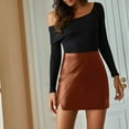thumbnail image 5 of Babysbule Clearance Women Skirts Fashion Women Sexy Solid Irregular Short Skirt High Waist Leather Mini Skirt, 5 of 9