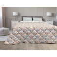 thumbnail image 1 of Floral Down Alternative Comforter, Slavic Floral Motifs Typical Eastern European Folk Look, Microfiber Quilt for All Season, 5 Sizes, Pale Pink Khaki, by Ambesonne, 1 of 3