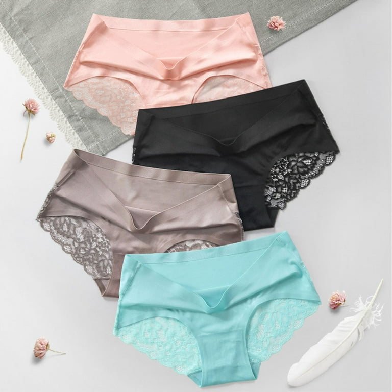 rygai Women Panties Lace Underwear Seamless Patchwork Briefs for Daily  Wear,Black XL