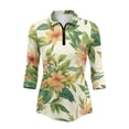 thumbnail image 2 of Uorisanigo Hawaiian Flower Women's Golf Top Comfortable Polyester Spandex Fabric Moisture Wicking Casual Tennis Activewear Fashion Quarter Zip Workout Sports Outing Wear Size S, 2 of 7
