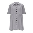 thumbnail image 5 of Umbreon Summer Dresses for Women Linen Short Sleeve Lape L Shirt Dress Button Solid Color Causal Loose Beach Vacation Midi Dresses with Pockets, 5 of 7