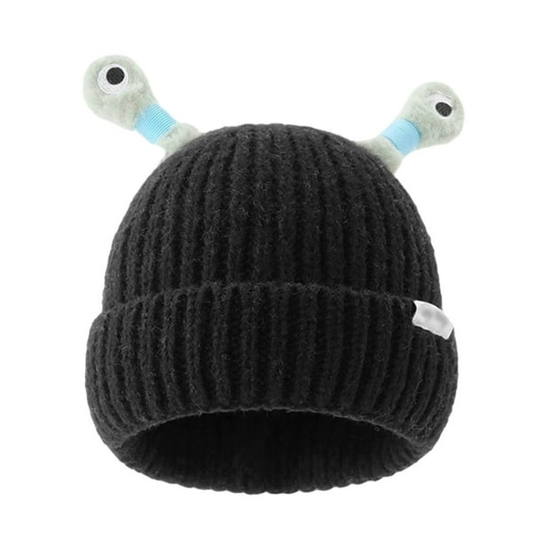 Sonducket Bonito gorro de punto oscuro que brilla, fibras acrílicas duraderas y cómodo de llevar, gorro de pequeño monstruo brillante Sombreros negro