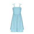 thumbnail image 6 of lcziwo Girls Summer Dresses Spaghetti Strap Ruched A Line Dresses Flowy Tiered Casual Beach Midi Sundress Blue 9-10 Years, 6 of 8