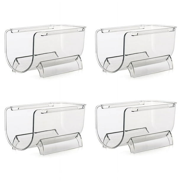 Organizador de refrigerador, soporte para botellas de vino, organizador de bebidas apilable, caja de almacenamiento de champán, estante para vinos