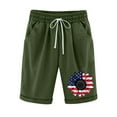 thumbnail image 2 of WREESH Summer Casual Shorts for Women 4th of July Print Elastic Waist with Pockets Lightweight Shorts Olive Green, 2 of 5